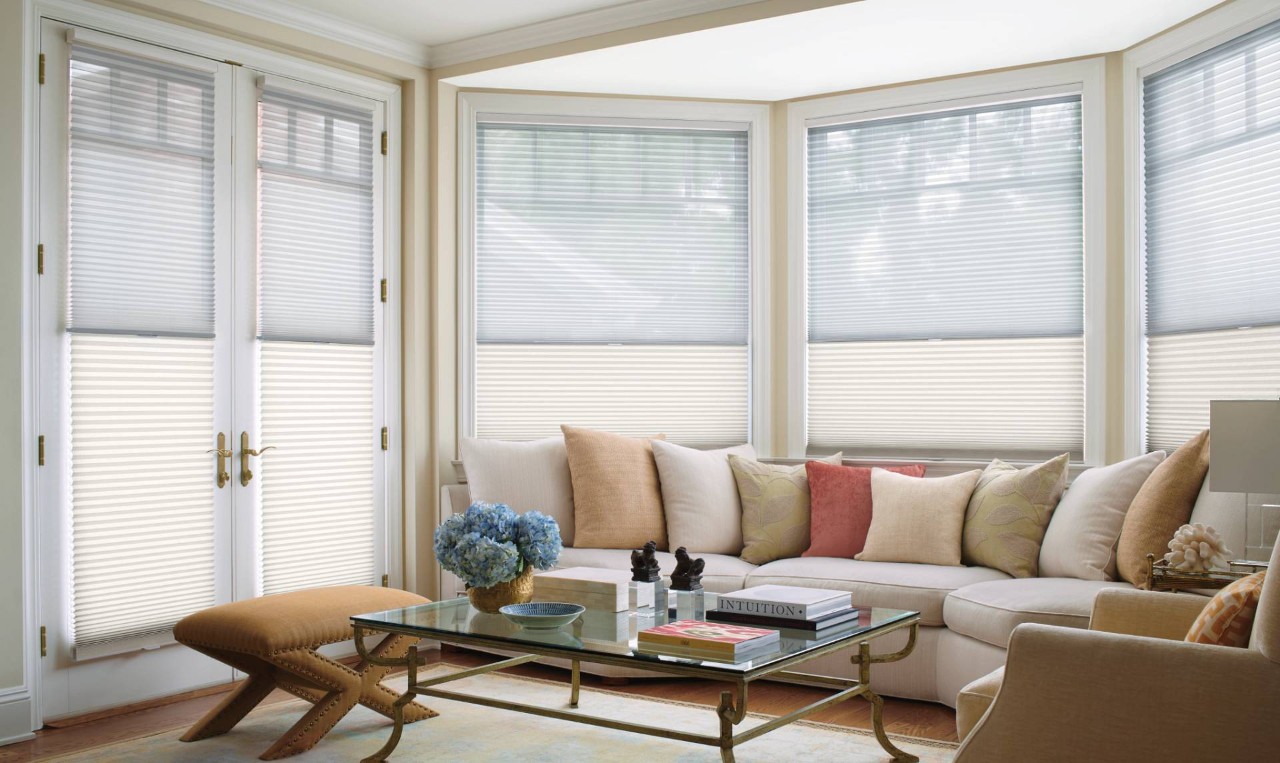 Hunter Douglas cellular shades in a living room near Saint George, Utah